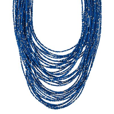 Designer blue beaded multi row necklace